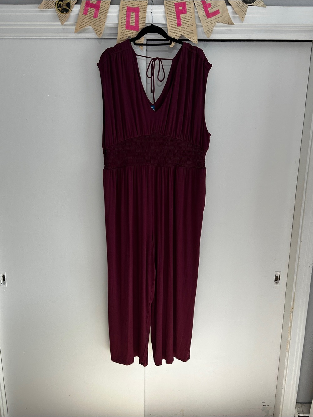 Old Navy Burgundy Sleeveless V-Neck Jumpsuit